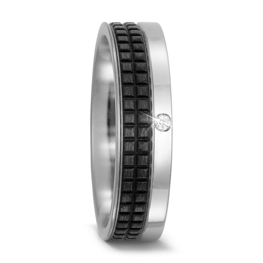 Partnerring Titanium, Carbon Diamant 0.02 ct, w-si