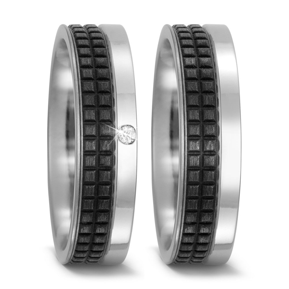 Partnerring Titanium, Carbon Diamant 0.02 ct, w-si