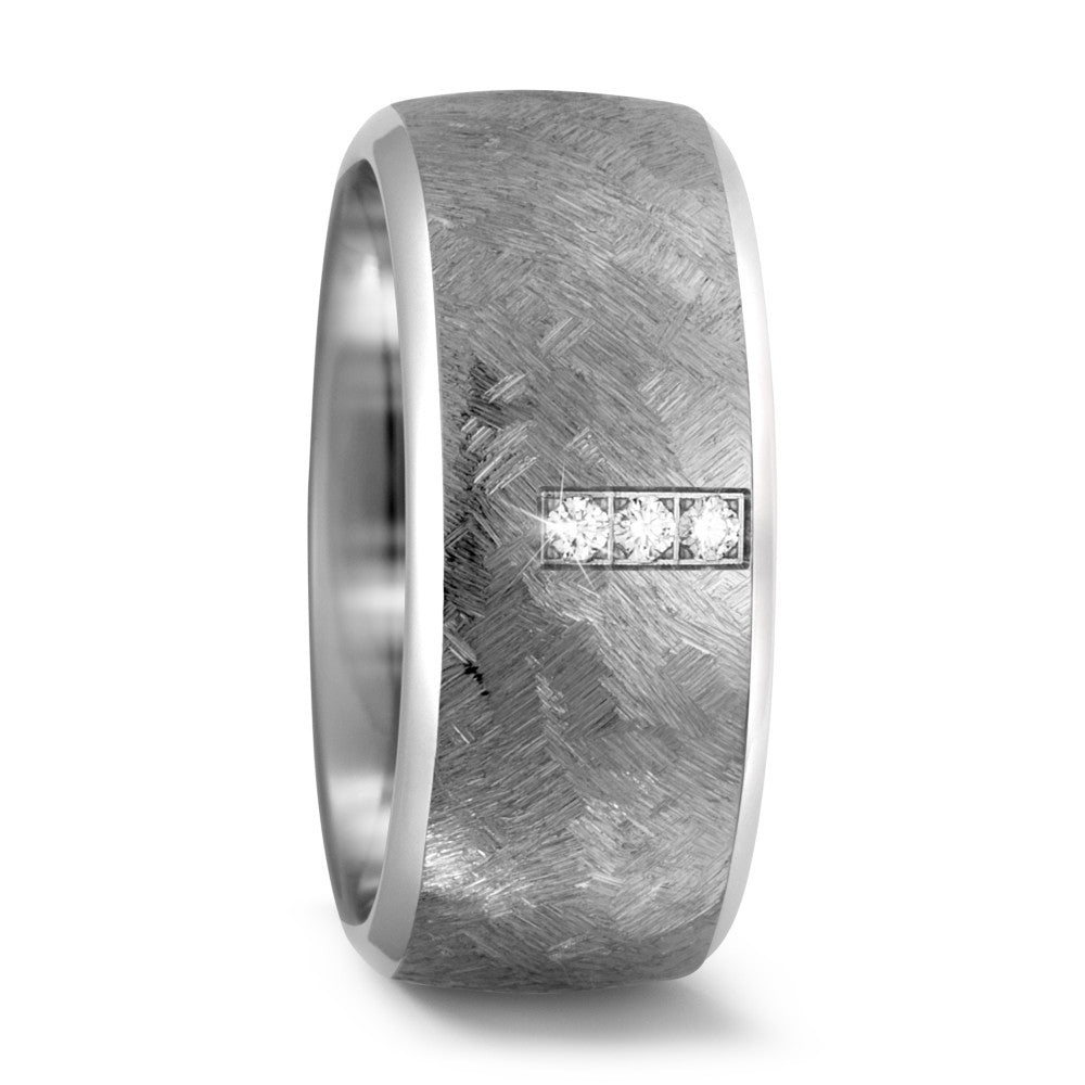 Partnerring Titanium Diamant 0.06 ct, 3 Steen, w-si