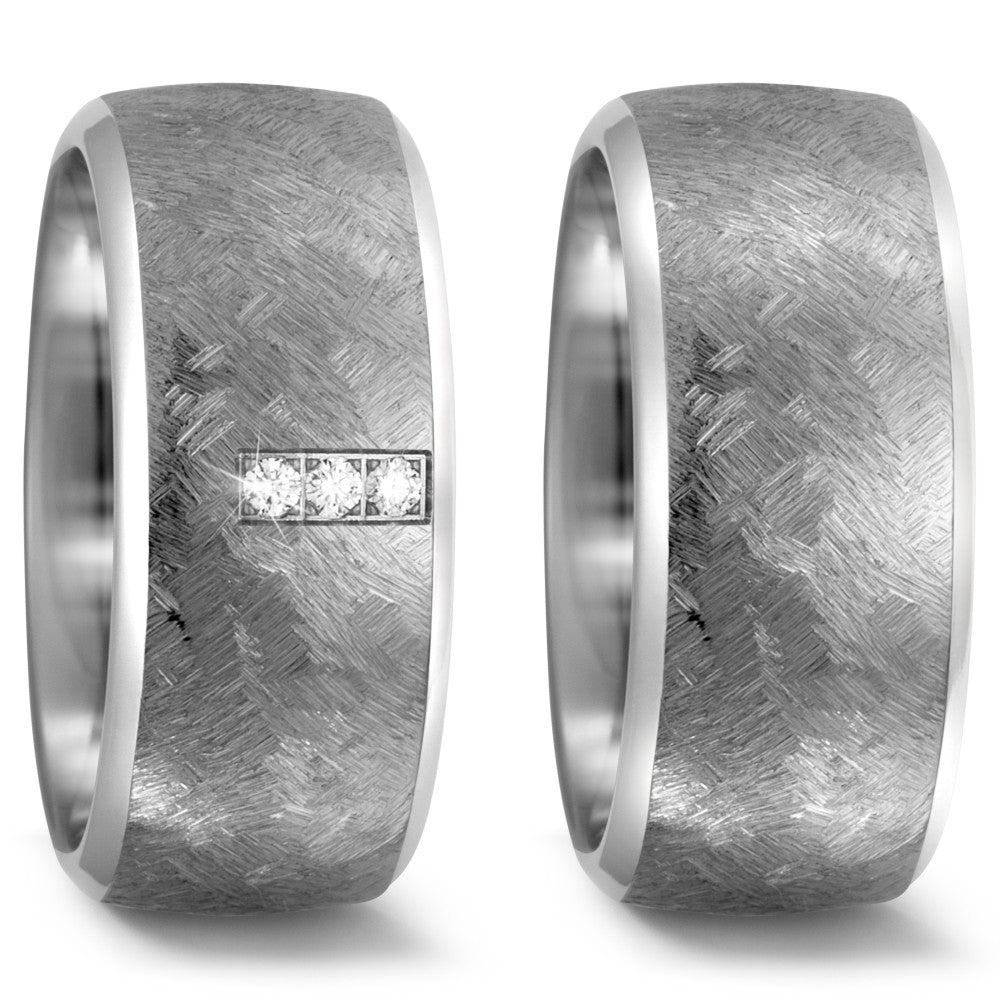 Partnerring Titanium Diamant 0.06 ct, 3 Steen, w-si