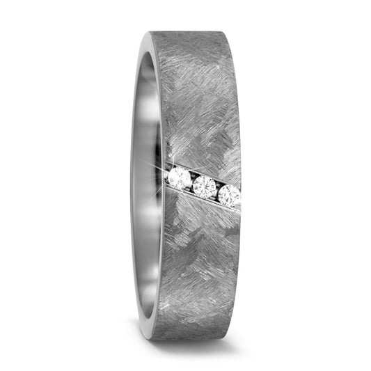 Partnerring Titanium Diamant 0.06 ct, 3 Steen, w-si