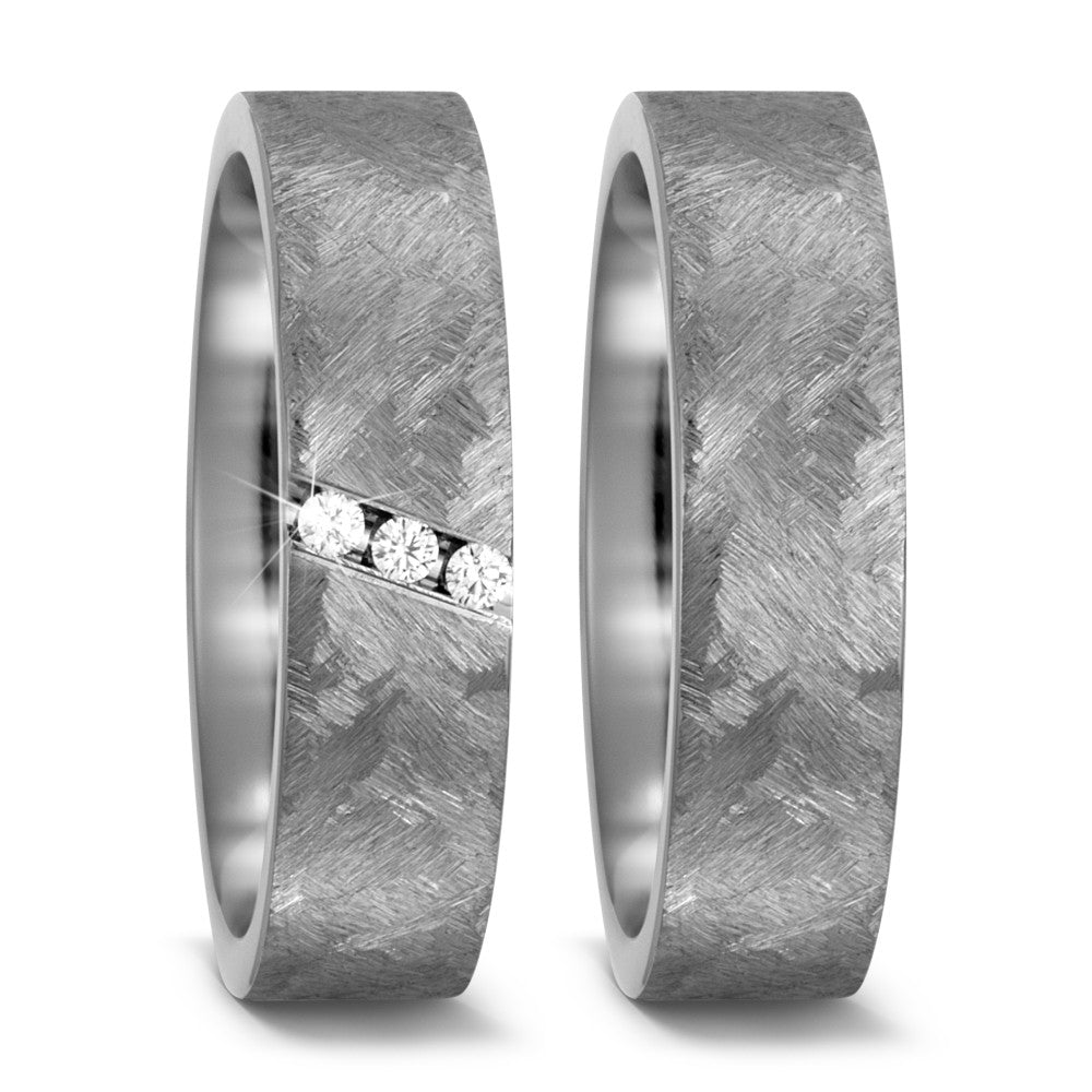 Partnerring Titanium Diamant 0.06 ct, 3 Steen, w-si