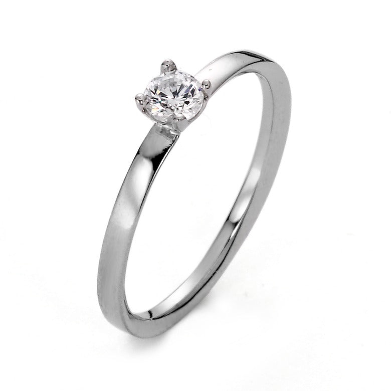 Solitaire ring 375/9 krt witgoud Moissaniet