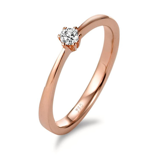 Solitaire ring 750/18 krt rood goud Diamant 0.10 ct, [Brillant], w-si