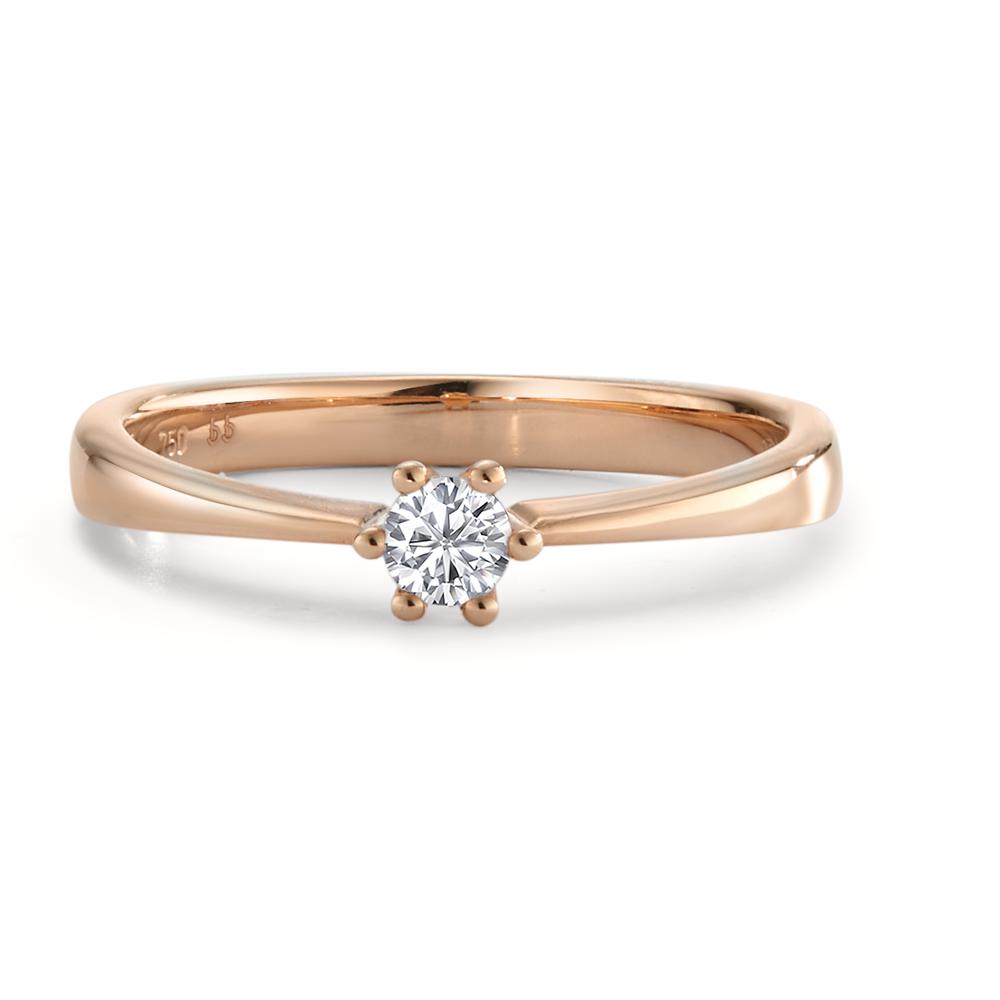Solitaire ring 750/18 krt rood goud Diamant 0.15 ct, [Brillant], w-si