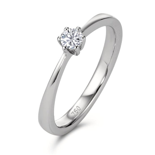 Solitaire ring 750/18K krt witgoud Diamant 0.15 ct, [Brillant], w-si