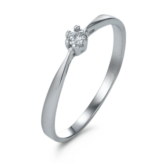 Solitaire ring 750/18K krt witgoud Zirkonia