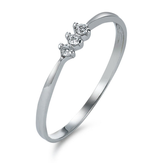 Solitaire ring 750/18K krt witgoud Zirkonia 3 Steen