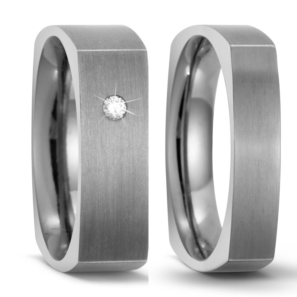 Partnerring Titanium Diamant 0.03 ct, w-si