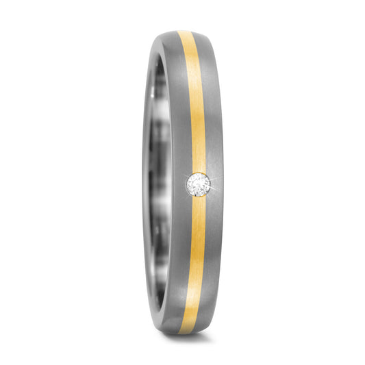 Partnerring Titanium, 750/18 krt geel goud Diamant 0.02 ct