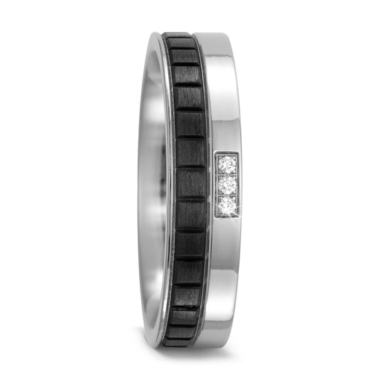 Partnerring Titanium, Carbon Diamant 0.03 ct, 3 Steen, w-si