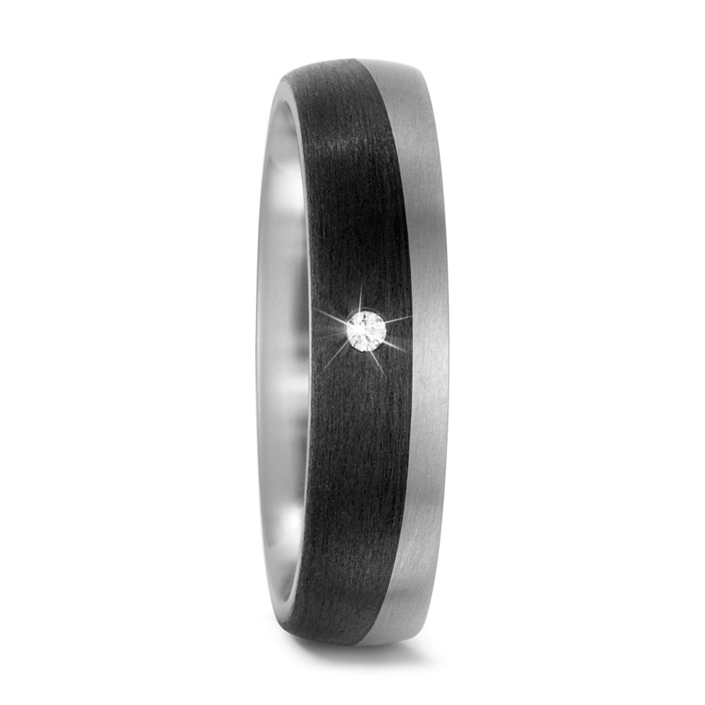 Partnerring Titanium, Carbon Diamant 0.02 ct, w-si