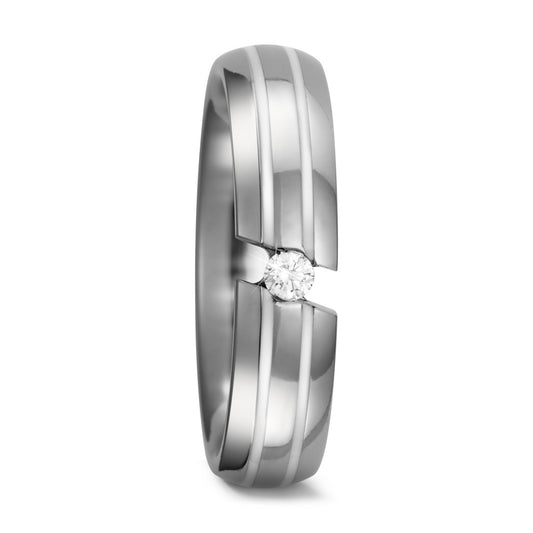 Partnerring Titanium, Keramiek Diamant 0.05 ct, w-si