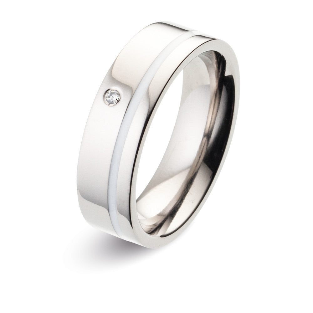 Partnerring Titanium, Keramiek Diamant 0.02 ct, w-si