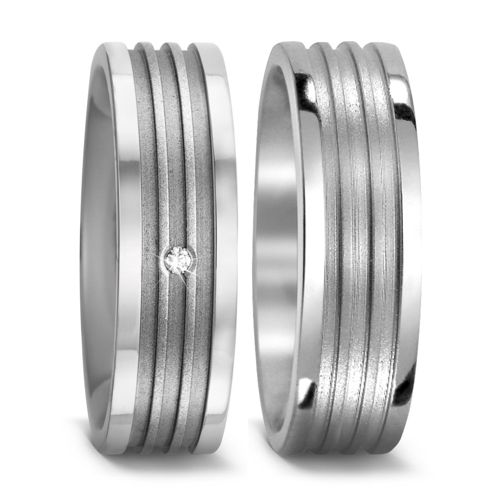 Partnerring Titanium Diamant 0.01 ct, w-si