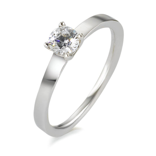 Solitaire ring Zilver Zirkonia Gerhodineerd