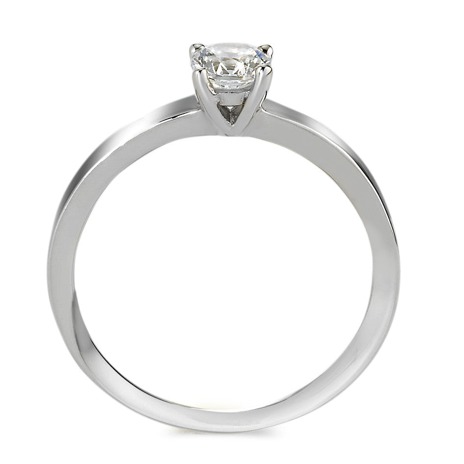 Solitaire ring Zilver Zirkonia Gerhodineerd