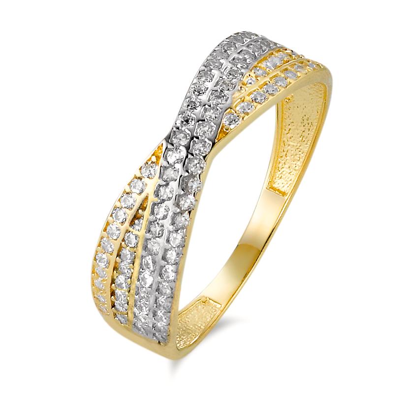 Ring 375/9 krt geel goud Zirkonia Bi-color