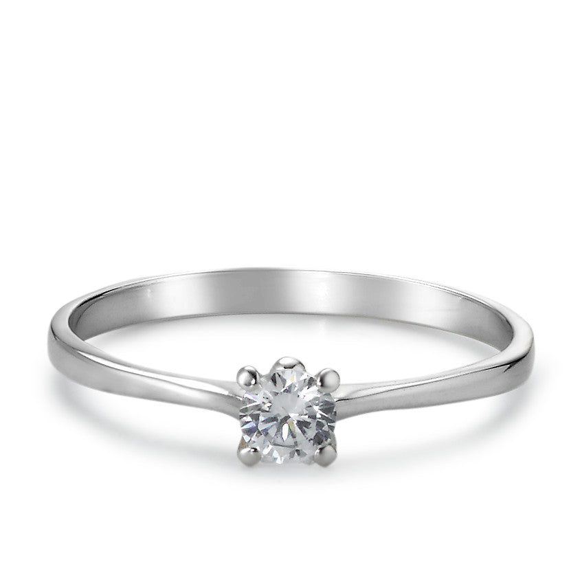 Solitaire ring 750/18K krt witgoud Zirkonia Ø4 mm