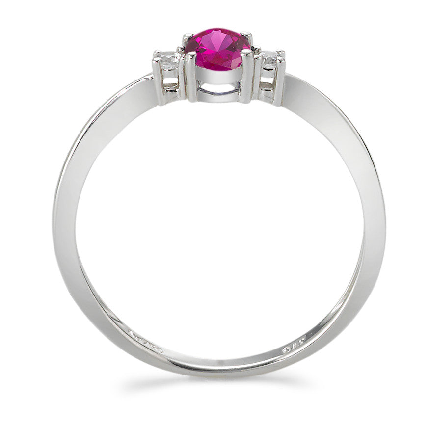 Ring 750/18K krt witgoud Zirkonia rood, 3 Steen