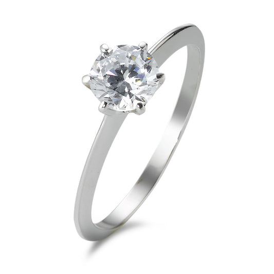 Solitaire ring 750/18K krt witgoud Zirkonia Ø5.5 mm