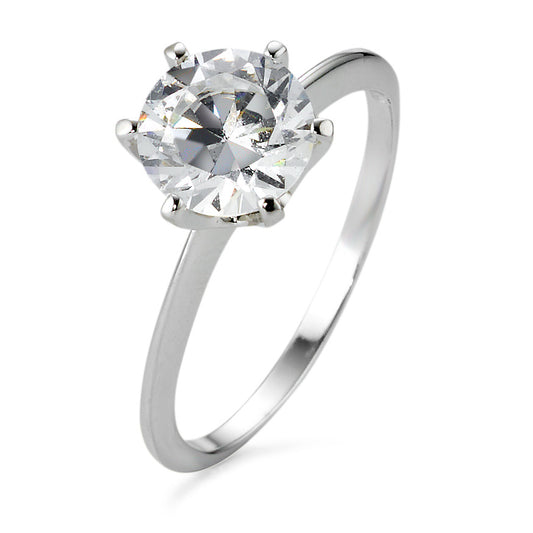 Solitaire ring 750/18K krt witgoud Zirkonia Ø7.5 mm