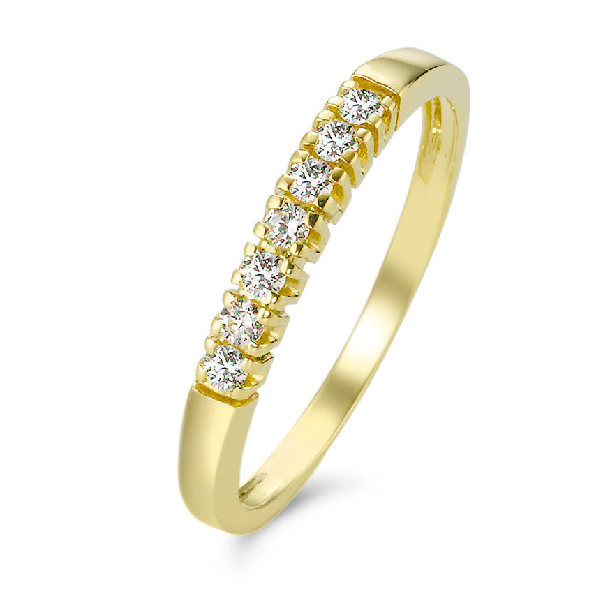 Memory ring 750/18 krt geel goud Zirkonia 7 Steen