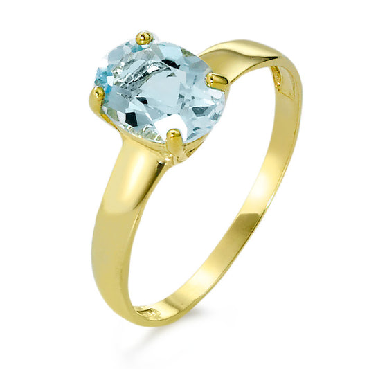 Ring 585/14 krt geel goud Topaas blauw, [oval]