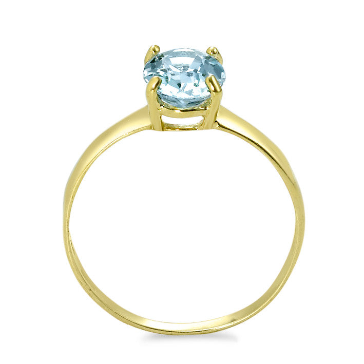 Ring 585/14 krt geel goud Topaas blauw, [oval]