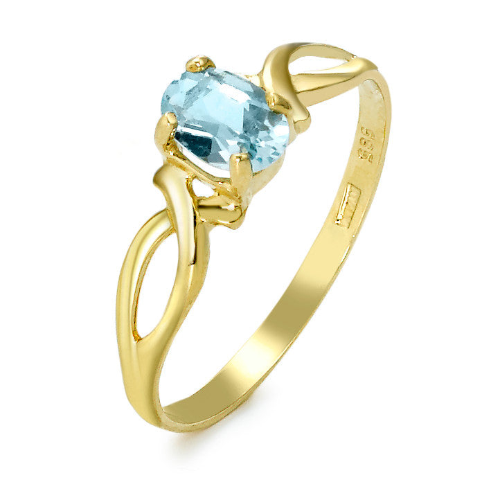 Ring 585/14K geel goud Topaas blauw, [oval]