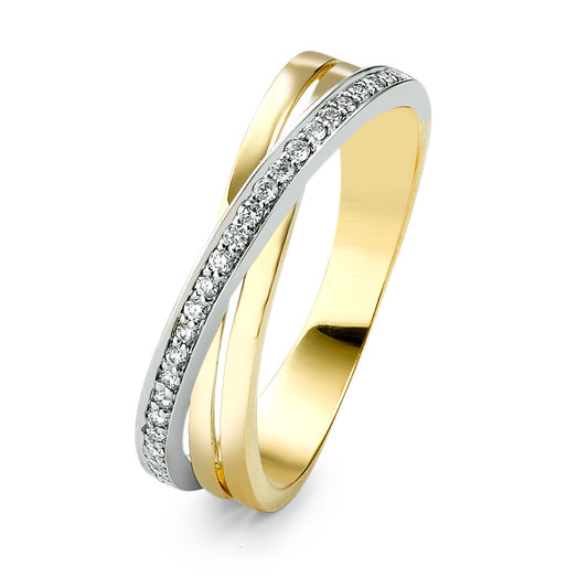 Ring 750/18 krt geel goud, 750/18K krt witgoud Diamant 0.12 ct, 25 Steen, w-si