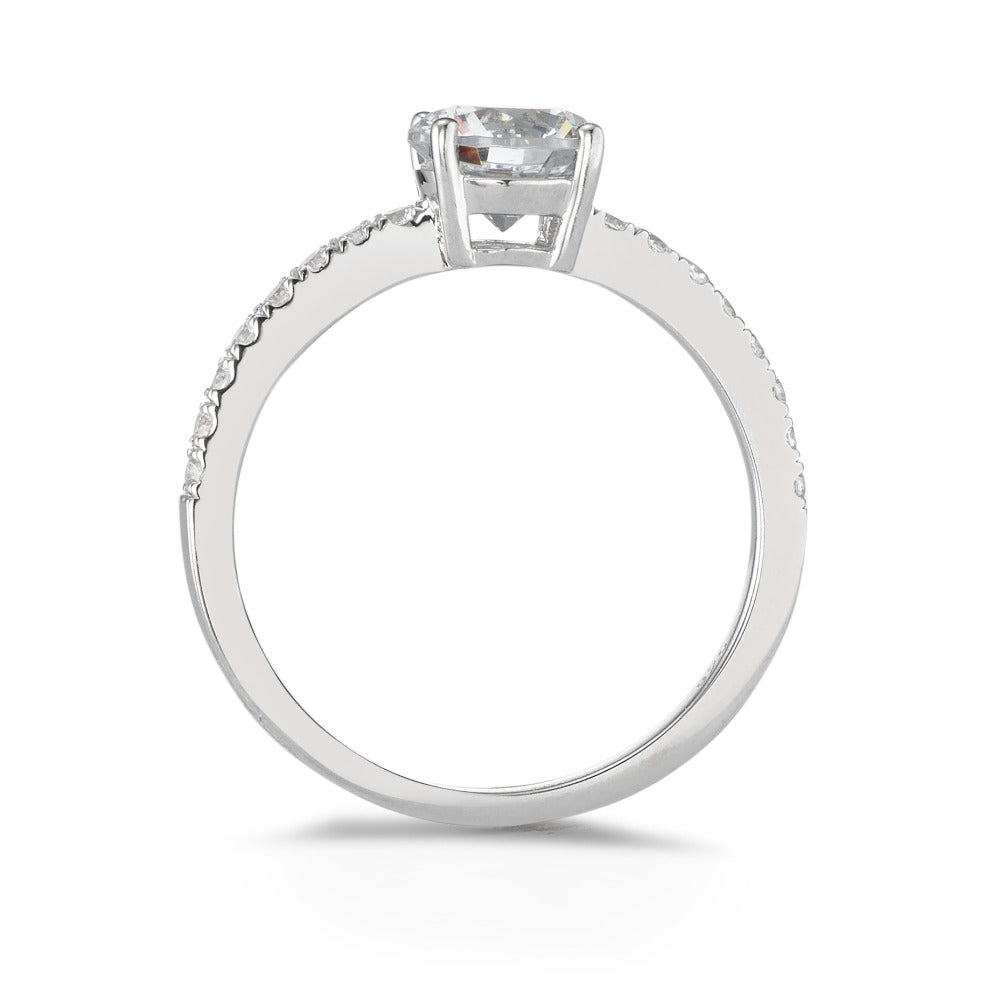 Solitaire ring Zilver Zirkonia 17 Steen Gerhodineerd Ø6.5 mm