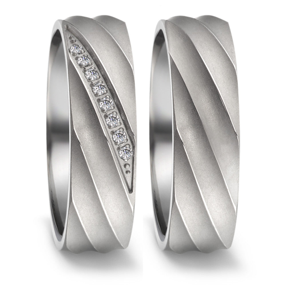 Partnerring Titanium Zirkonia 8 Steen