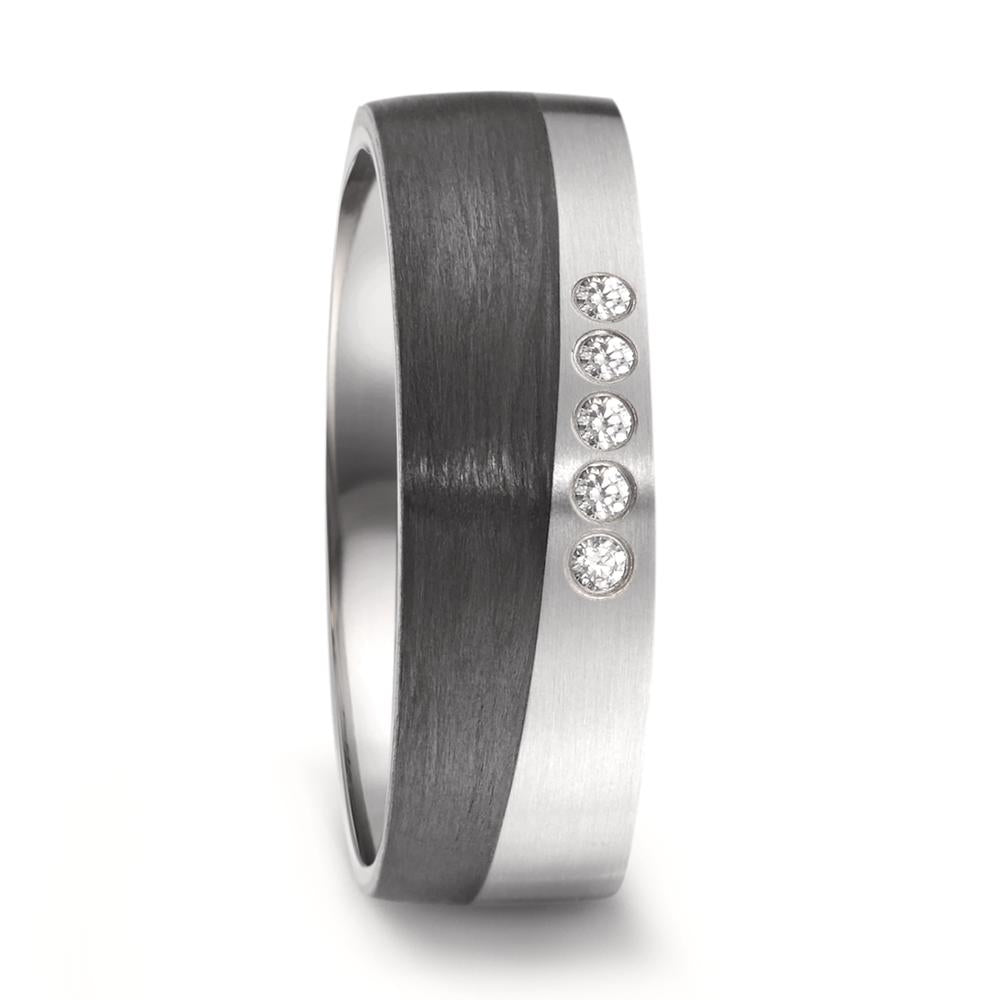 Partnerring Titanium, Carbon Zirkonia 5 Steen