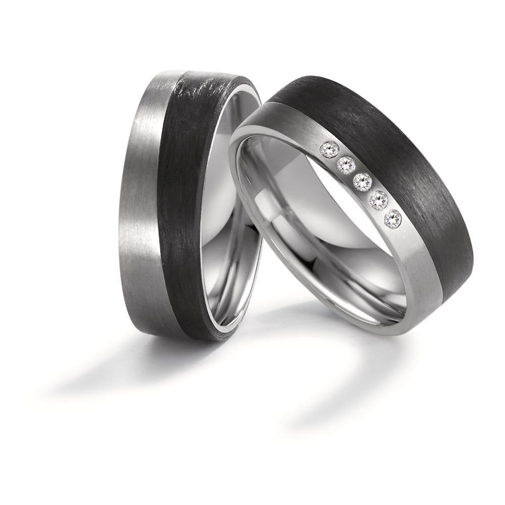 Partnerring Titanium, Carbon Zirkonia 5 Steen