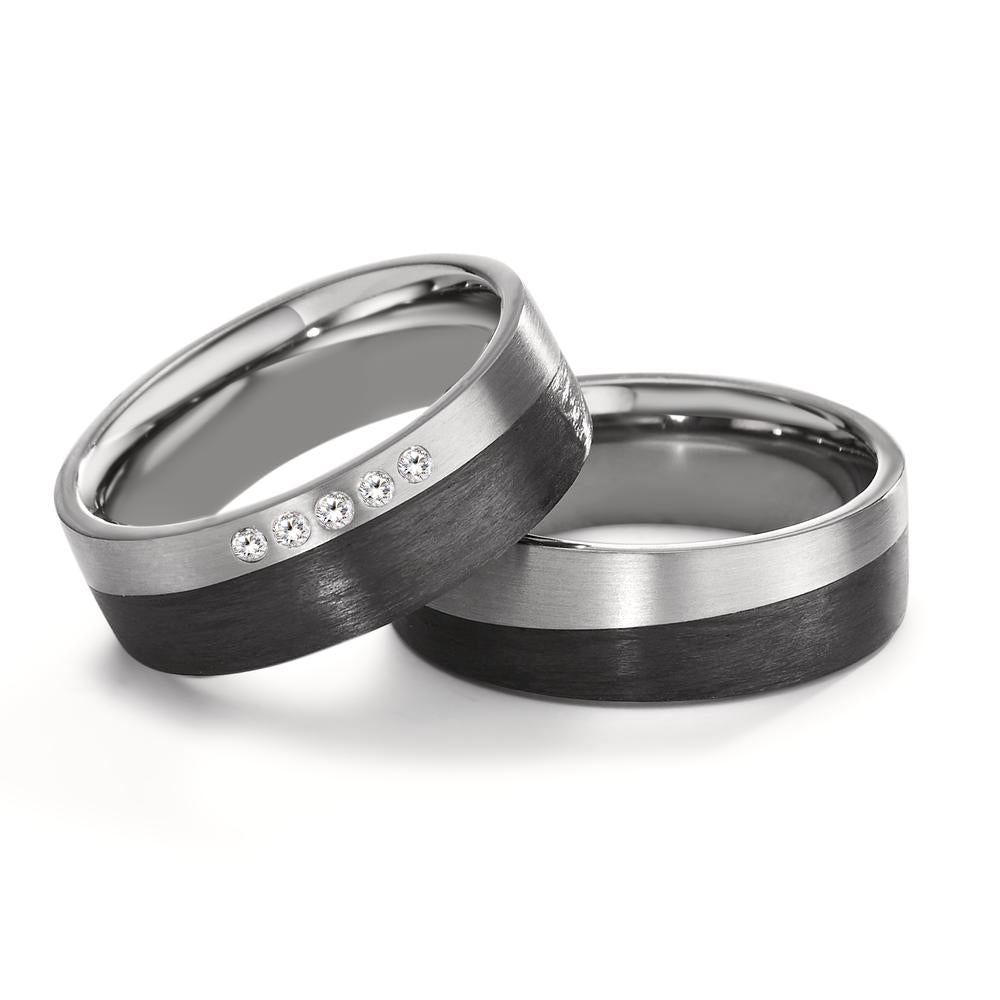 Partnerring Titanium, Carbon Zirkonia 5 Steen