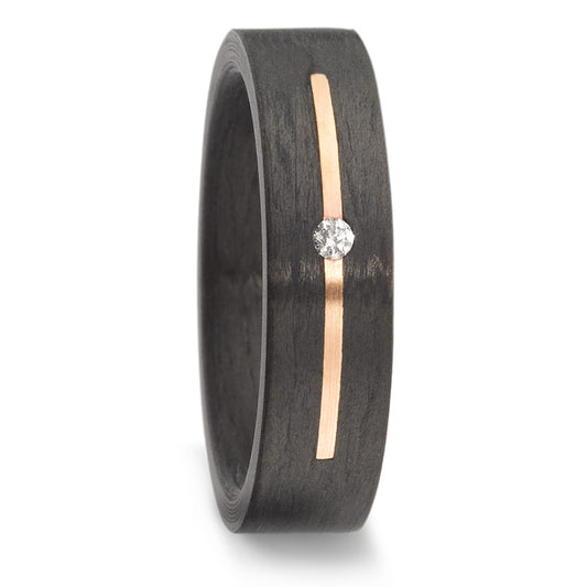 Partnerring 585/14 krt roségoud, Carbon Diamant 0.03 ct, w-si