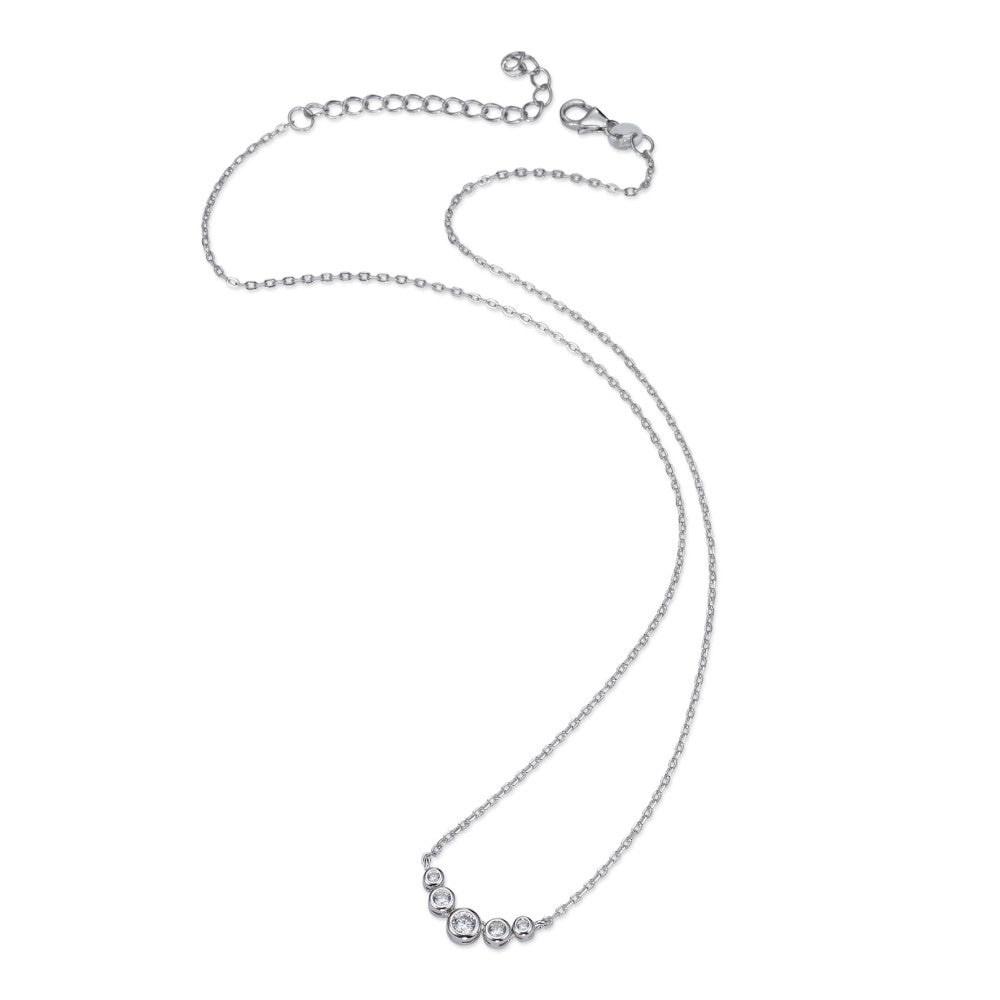 Collier Zilver Zirkonia 5 Steen Gerhodineerd 40-45 cm