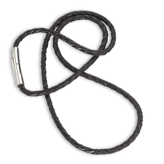 Collier Leder, Roestvrijstaal 45 cm Ø3 mm