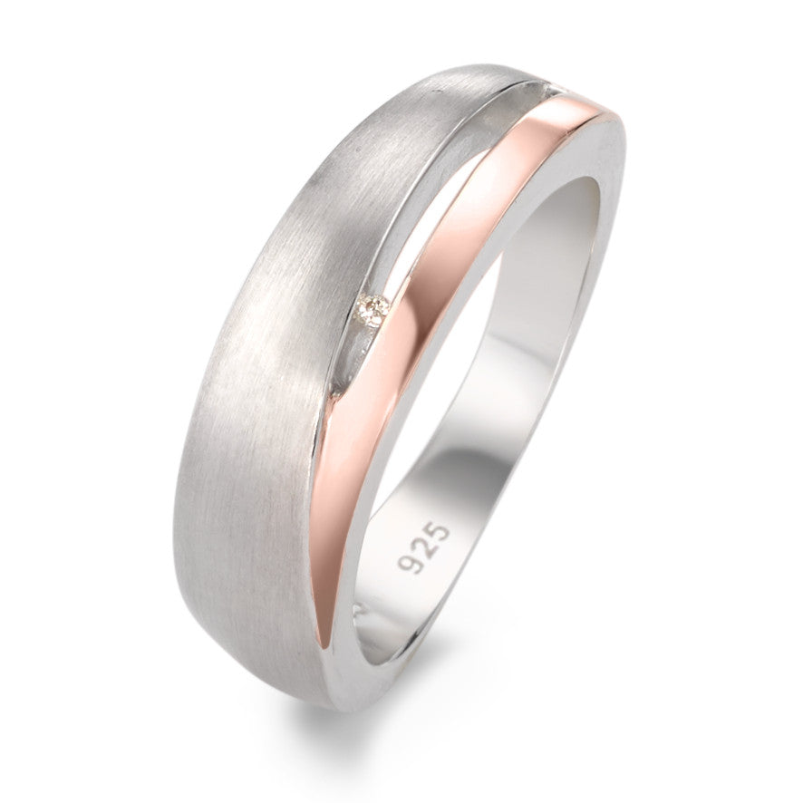 Ring Zilver Diamant 0.006 ct, si Rosé Verguld