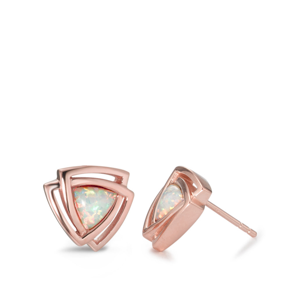 Oorknoppen Zilver [synth. Opal] Rosé Verguld Ø12 mm