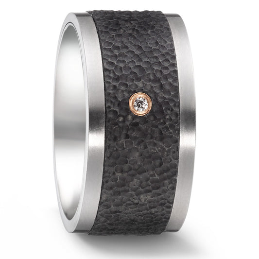 Partnerring Titanium, Carbon, 750/18 krt rood goud Diamant 0.02 ct, w-si