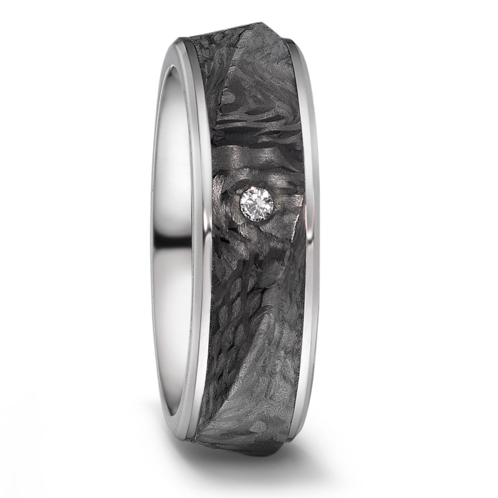 Partnerring Titanium, Carbon Diamant 0.03 ct, w-si