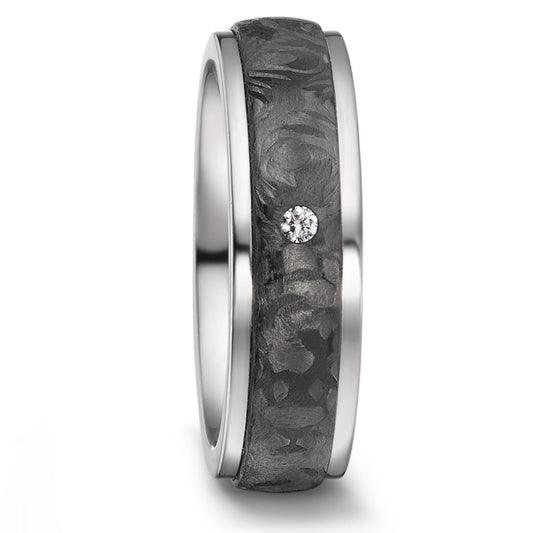 Partnerring Titanium, Carbon Diamant 0.03 ct, w-si