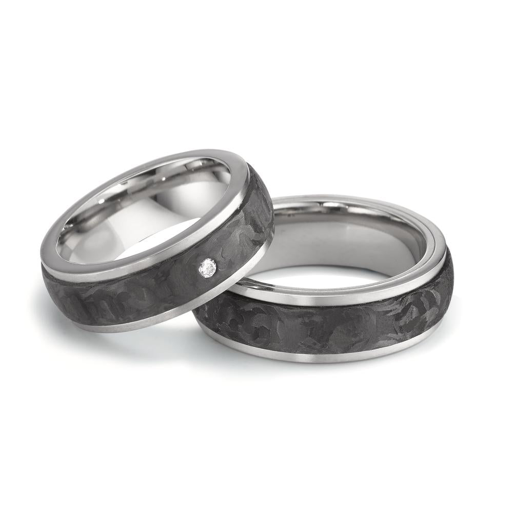 Partnerring Titanium, Carbon Diamant 0.03 ct, w-si