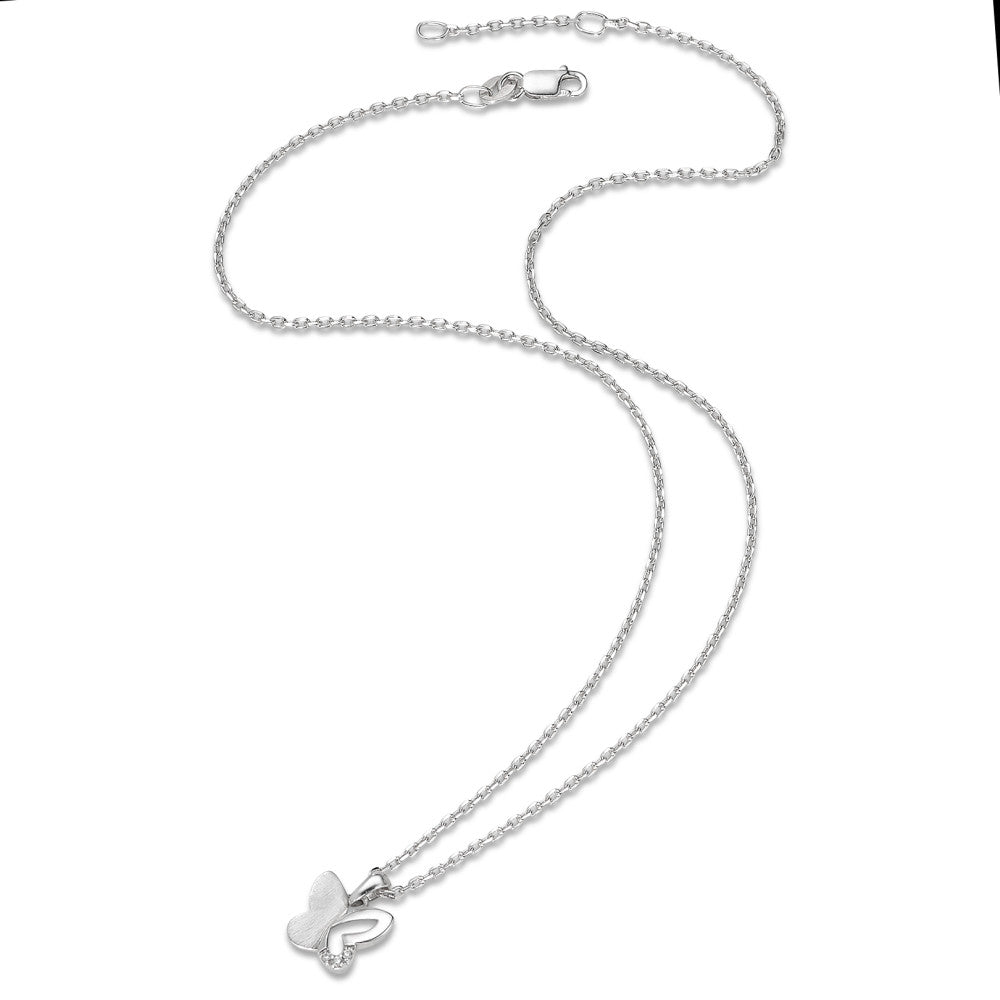 Collier met hanger Zilver Zirkonia 3 Steen Gerhodineerd Vlinder 36-38 cm