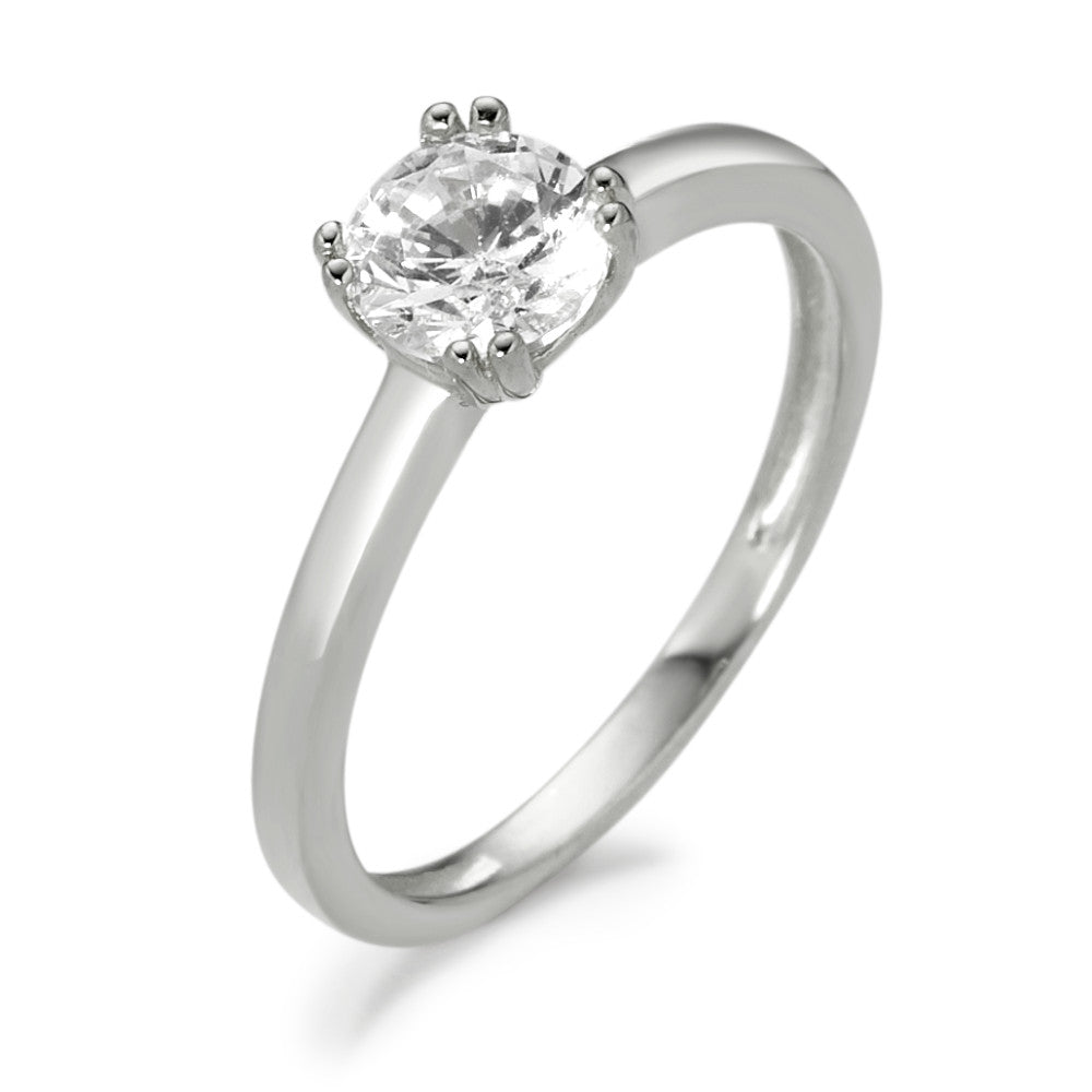 Solitaire ring 375/9 krt witgoud Zirkonia Ø5.5 mm