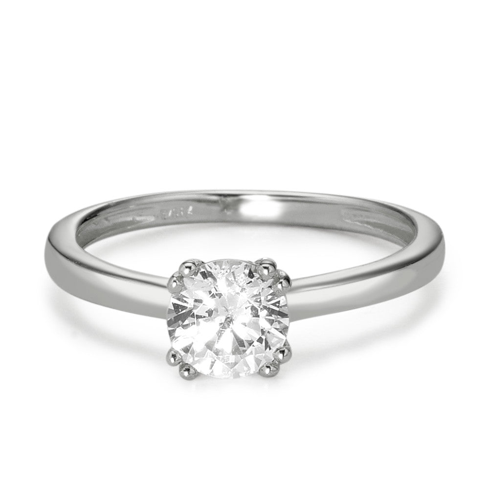 Solitaire ring 375/9 krt witgoud Zirkonia Ø5.5 mm