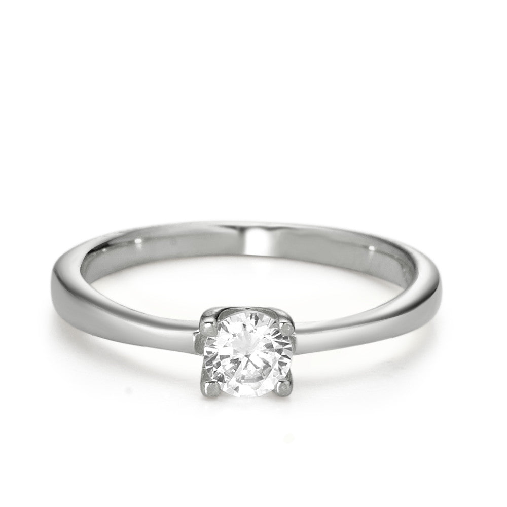 Solitaire ring 375/9 krt witgoud Zirkonia Ø3.8 mm