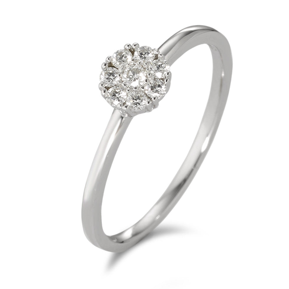 Solitaire ring 750/18K krt witgoud Diamant wit, 0.17 ct, 8 Steen, [Brillant], w-si Ø5.5 mm